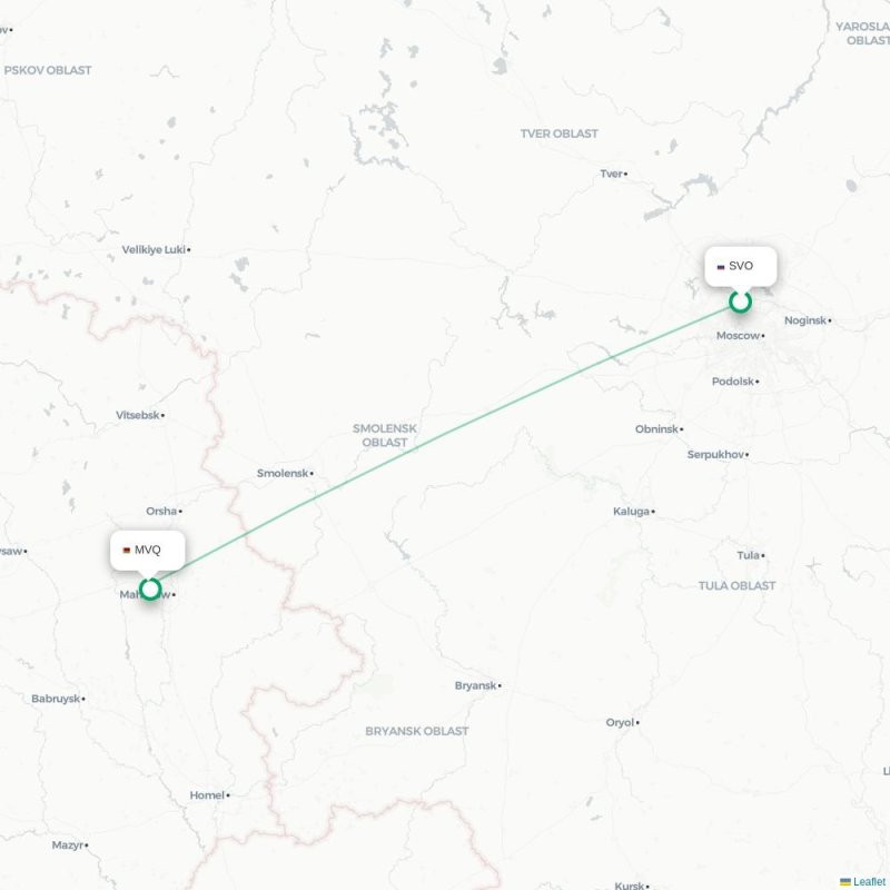 SVO - MVQ route map