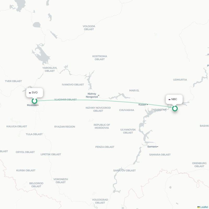 SVO - NBC route map