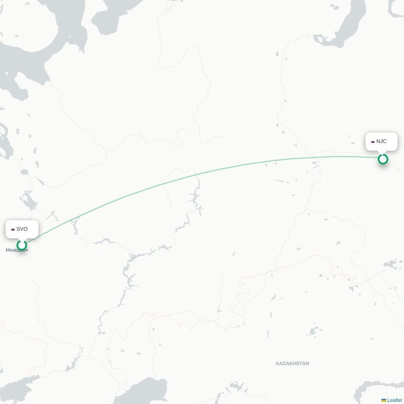 SVO - NJC route map