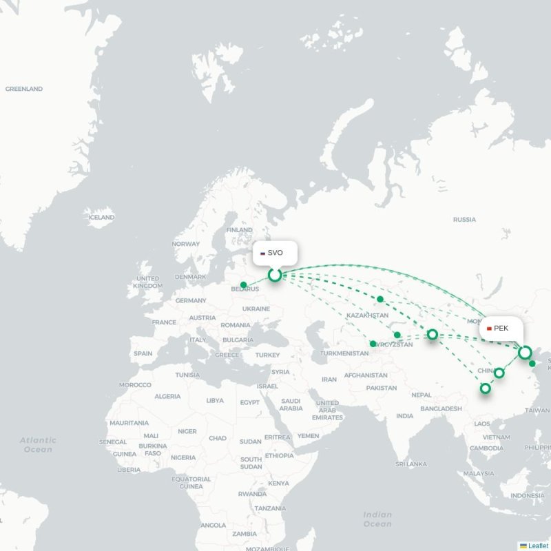 SVO - PEK route map