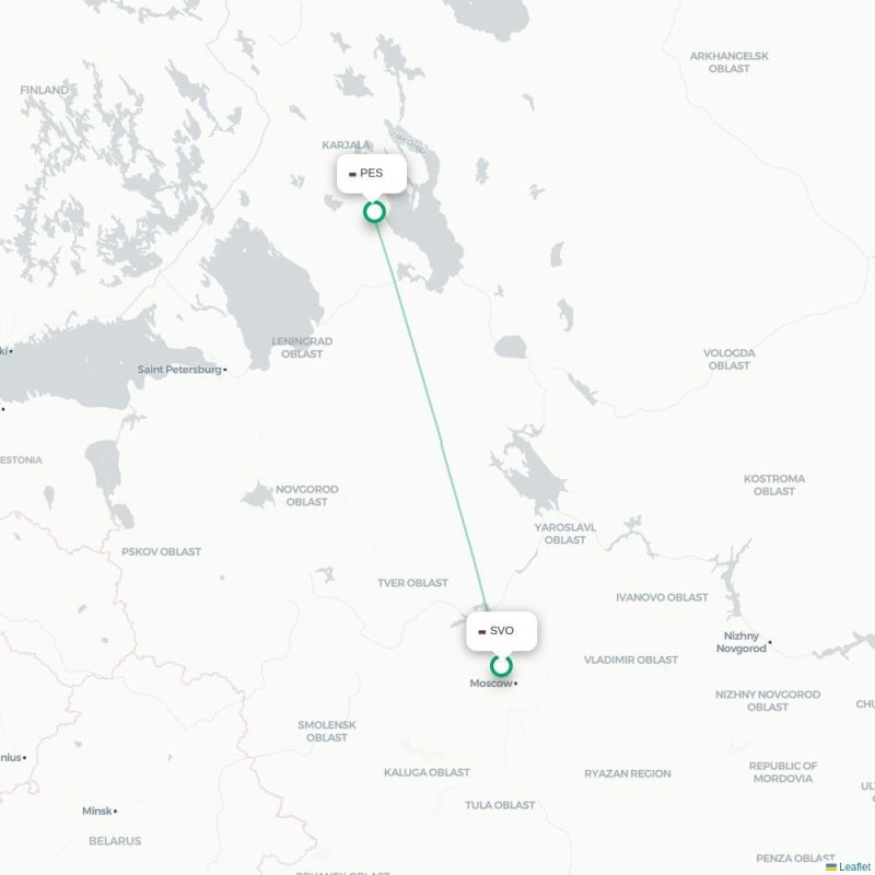 SVO - PES route map
