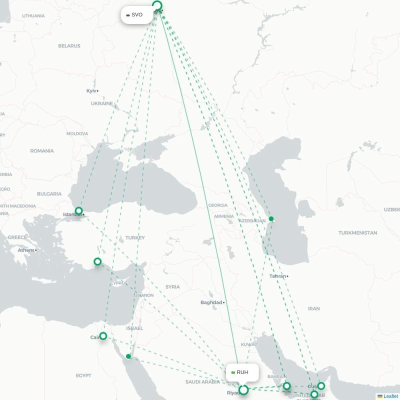 SVO - RUH route map