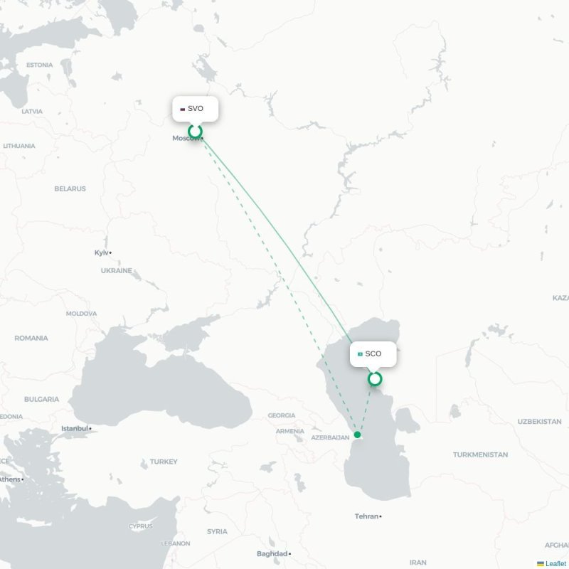 SVO - SCO route map