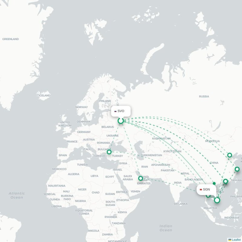 SVO - SGN route map