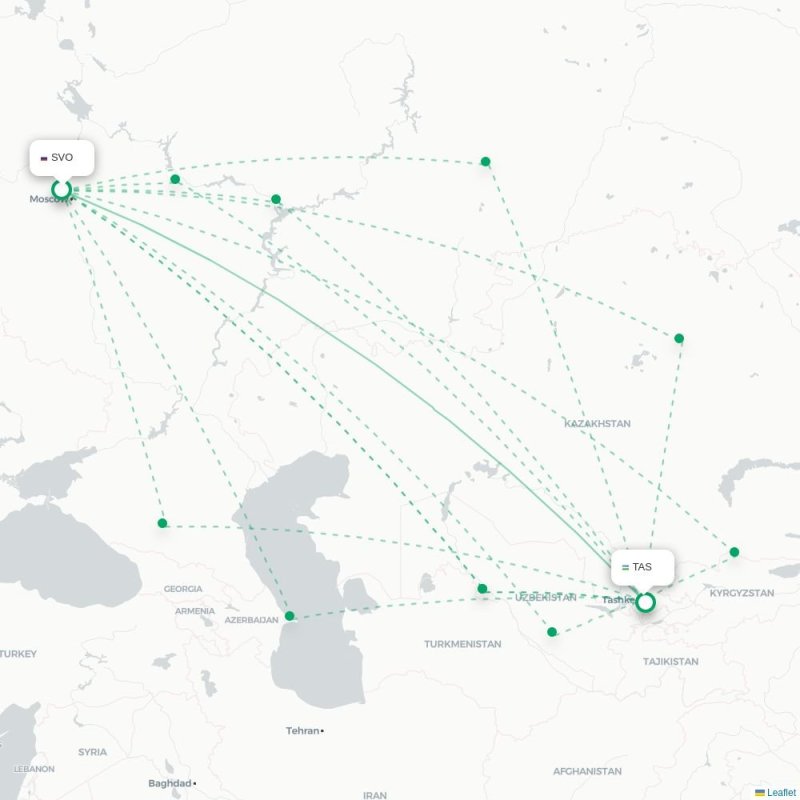 SVO - TAS route map