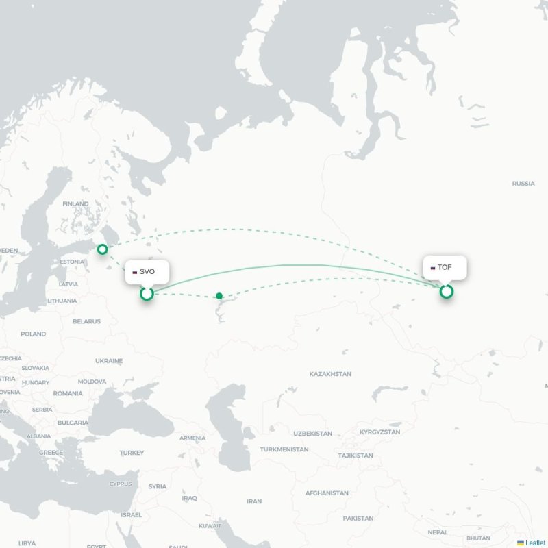 SVO - TOF route map