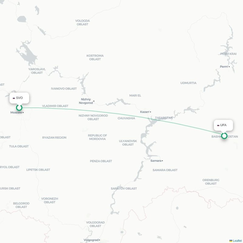 SVO - UFA route map