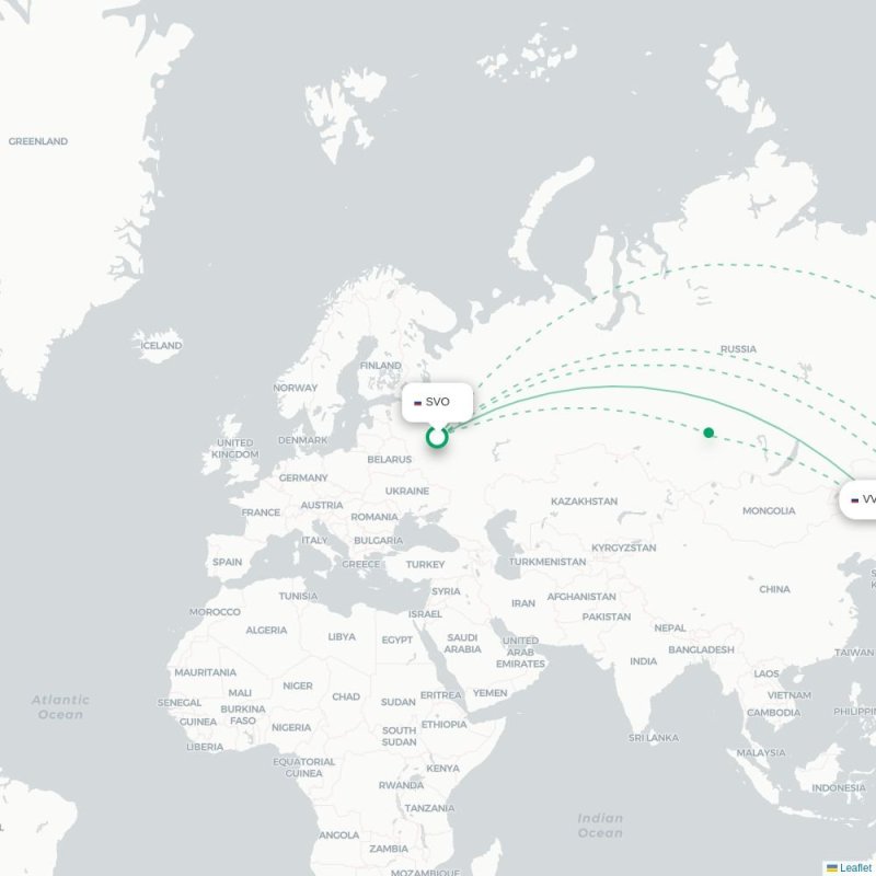 SVO - VVO route map