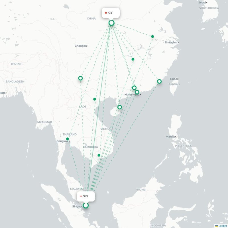 SVO - XIY route map