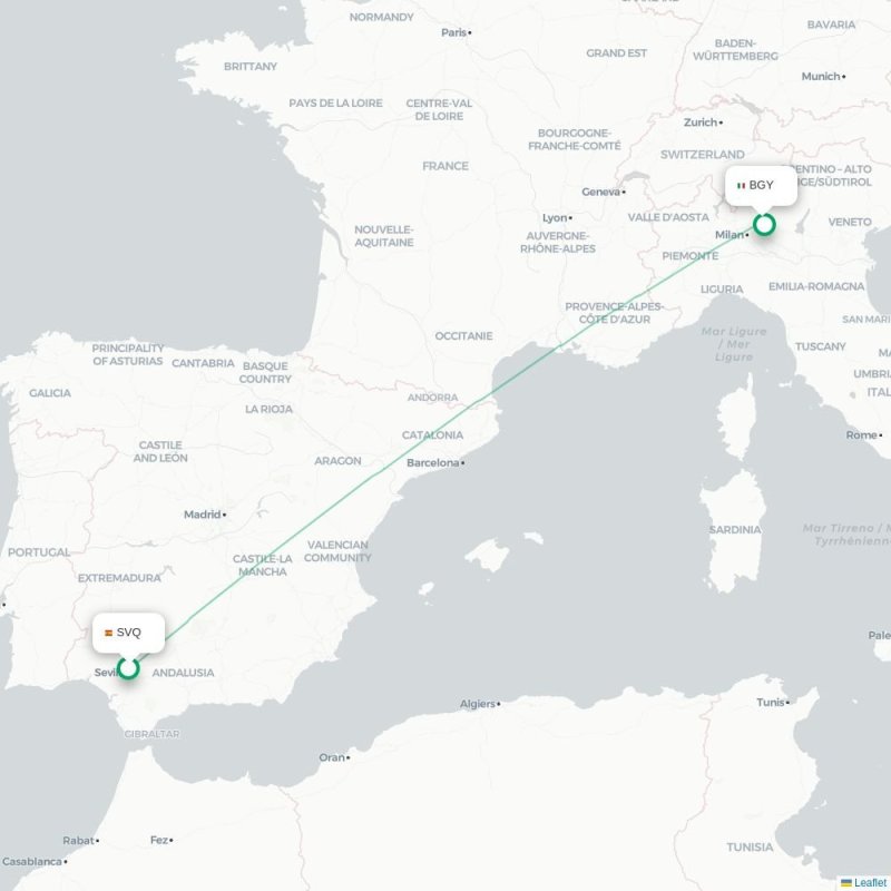 SVQ - BGY route map