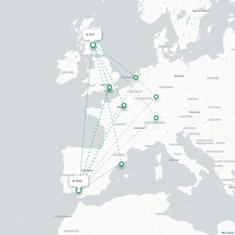 SVQ - EDI route map