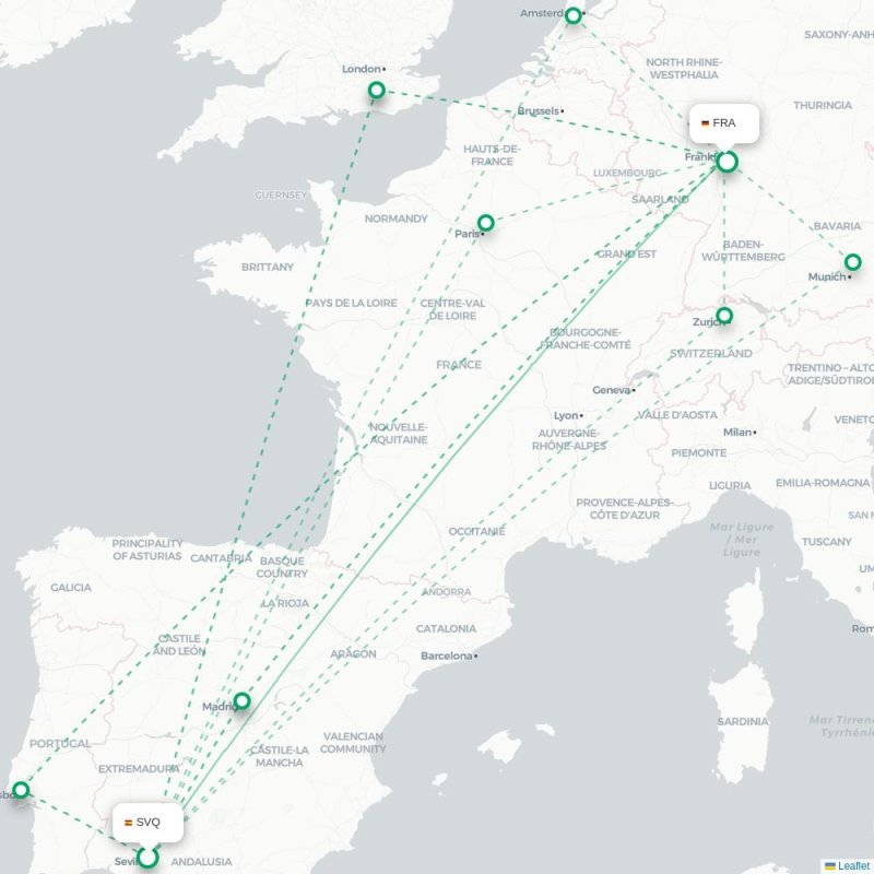 SVQ - FRA route map