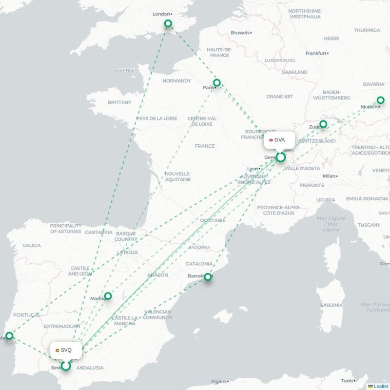 SVQ - GVA route map