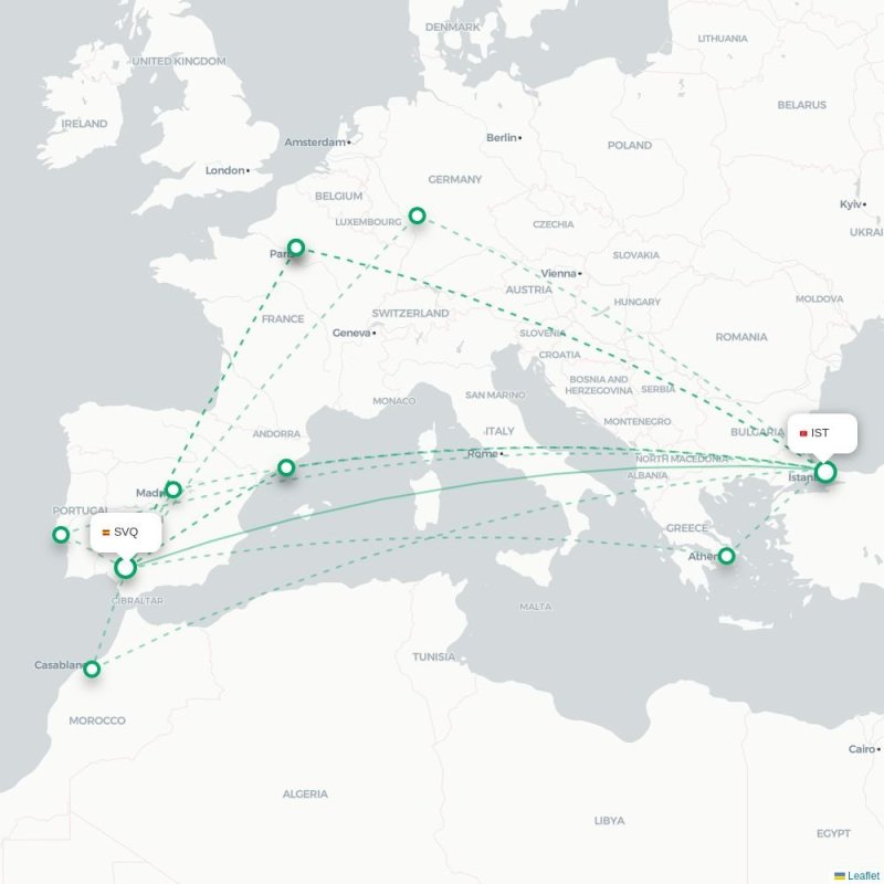 SVQ - IST route map