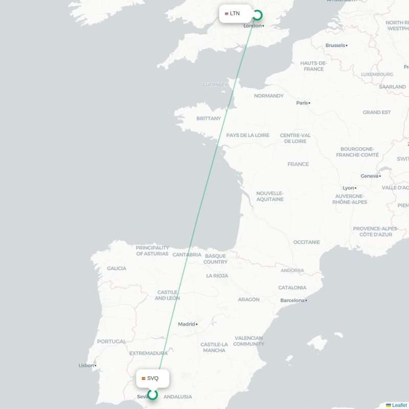 SVQ - LTN route map
