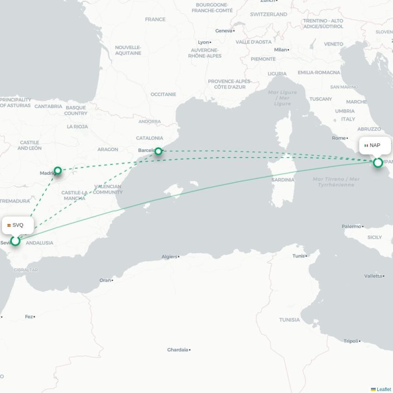 SVQ - NAP route map