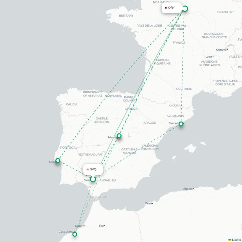 SVQ - ORY route map
