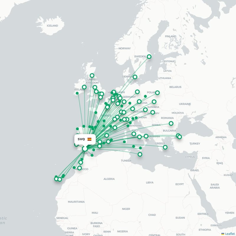 Route map Sevilla  SVQ airport