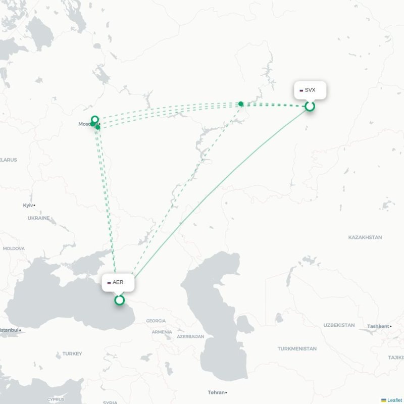 SVX - AER route map
