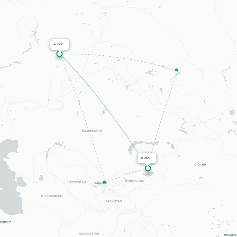 SVX - ALA route map