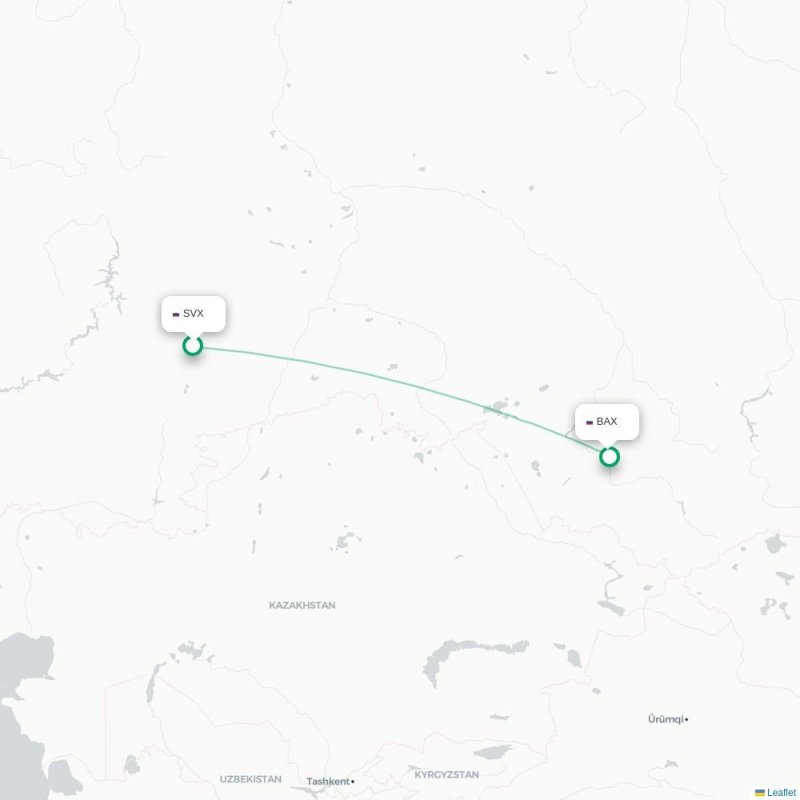 SVX - BAX route map