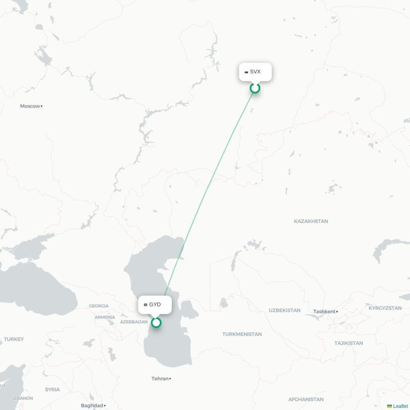 SVX - GYD route map