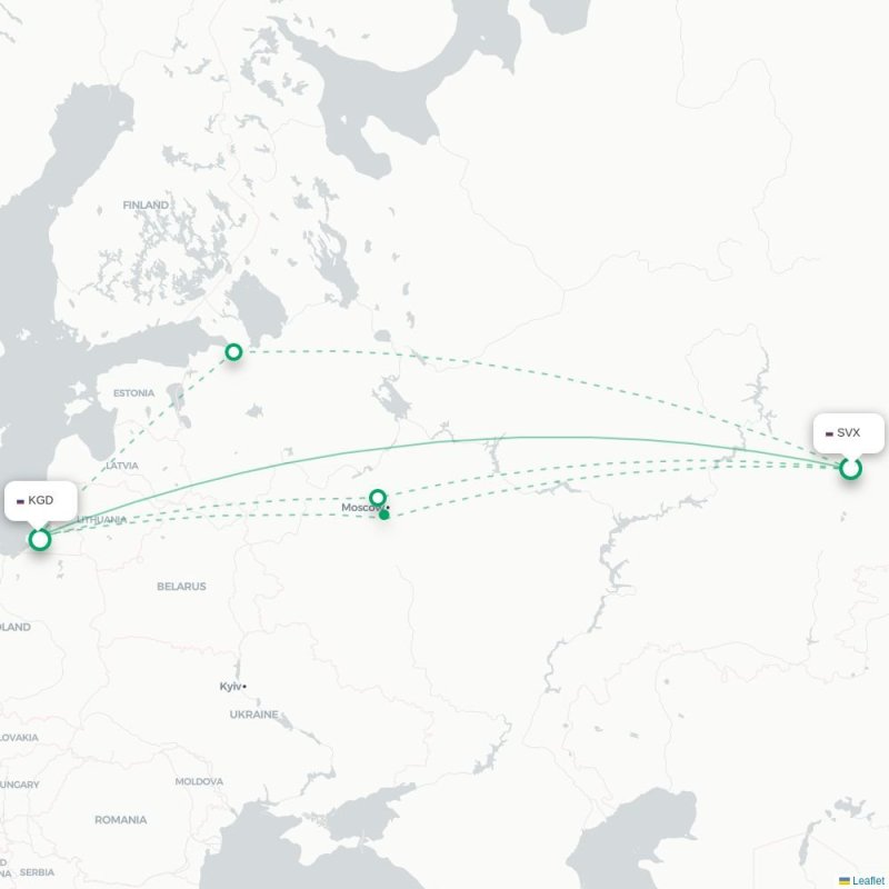 SVX - KGD route map