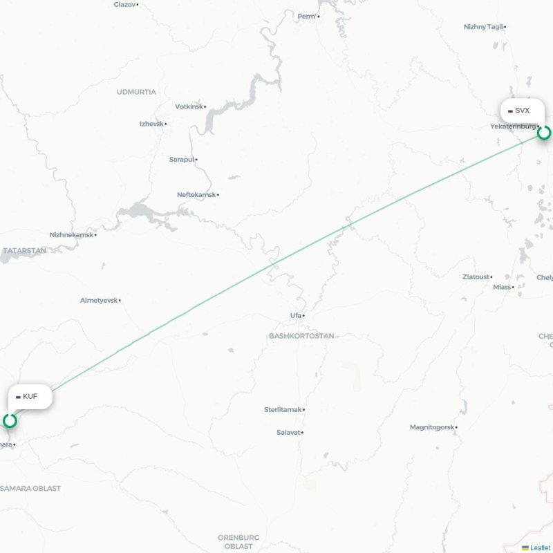 SVX - KUF route map