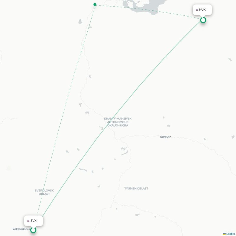 SVX - NUX route map