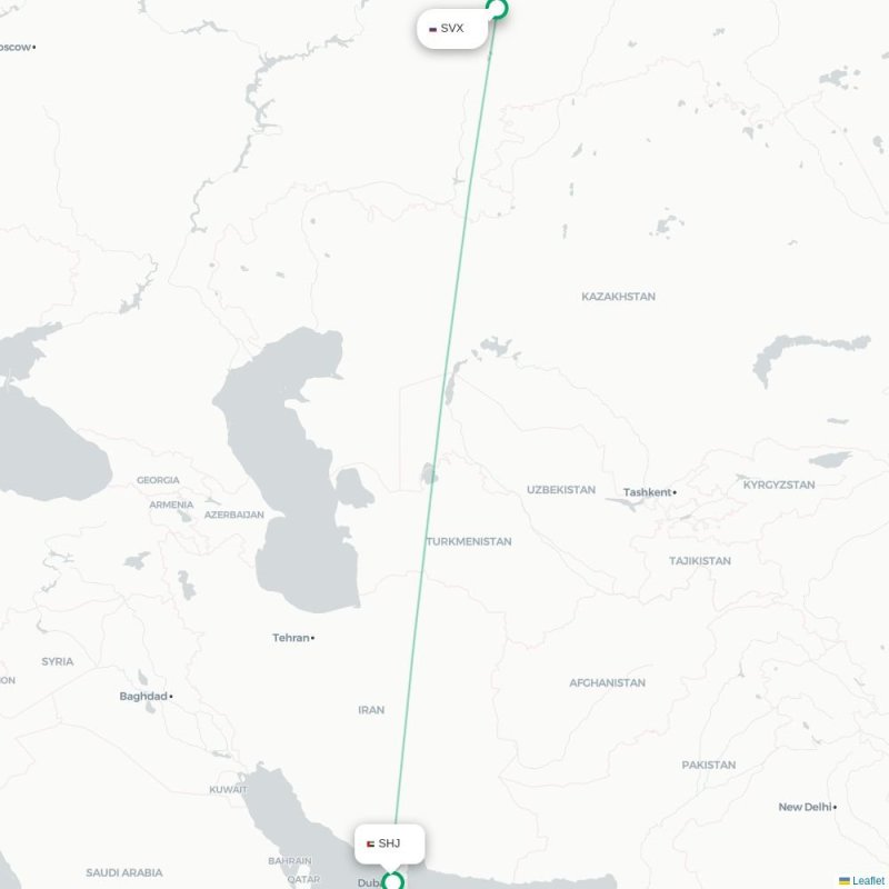 SVX - SHJ route map