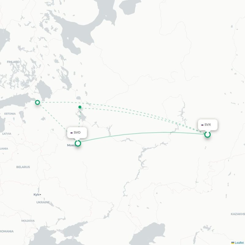 SVX - SVO route map
