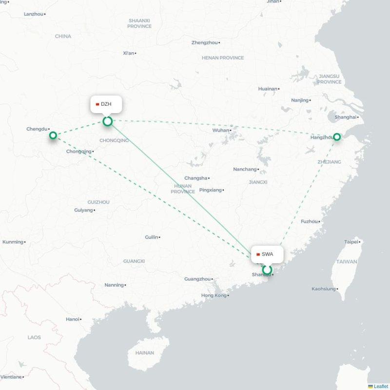 SWA - DZH route map