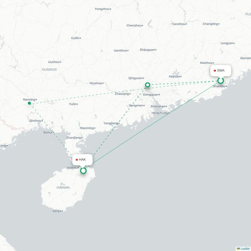 SWA - HAK route map