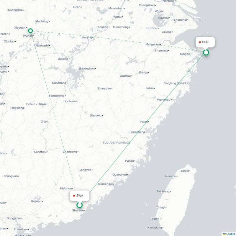SWA - HSN route map