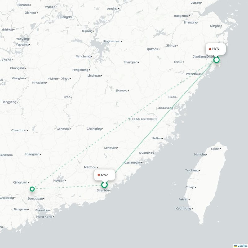 SWA - HYN route map