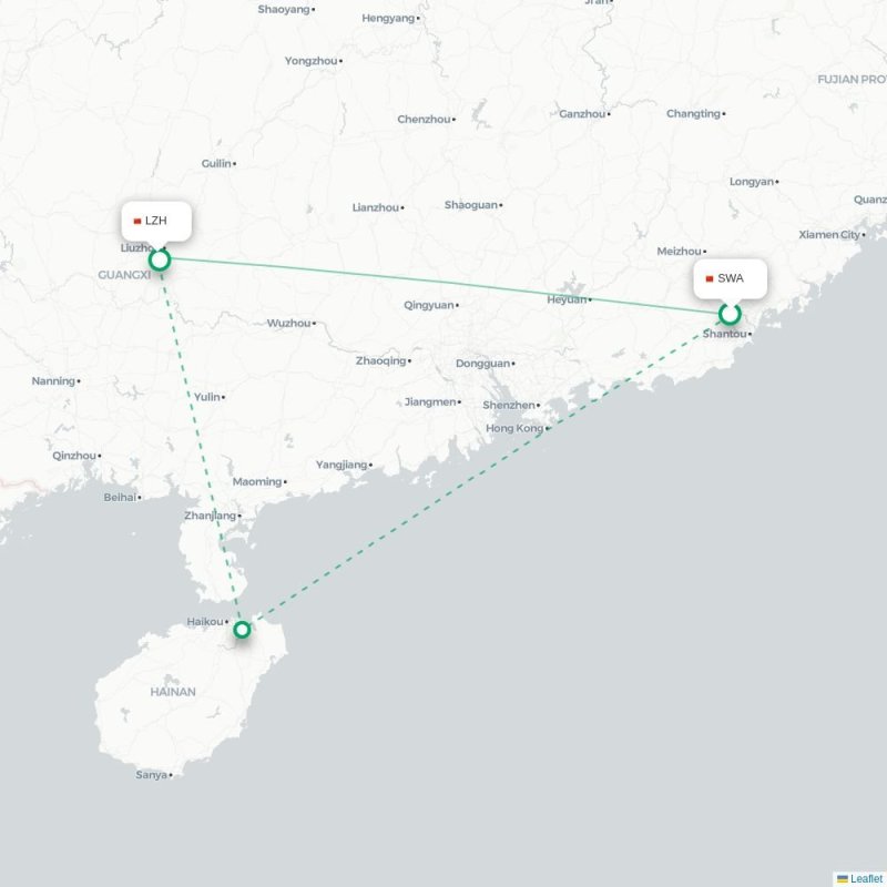 SWA - LZH route map
