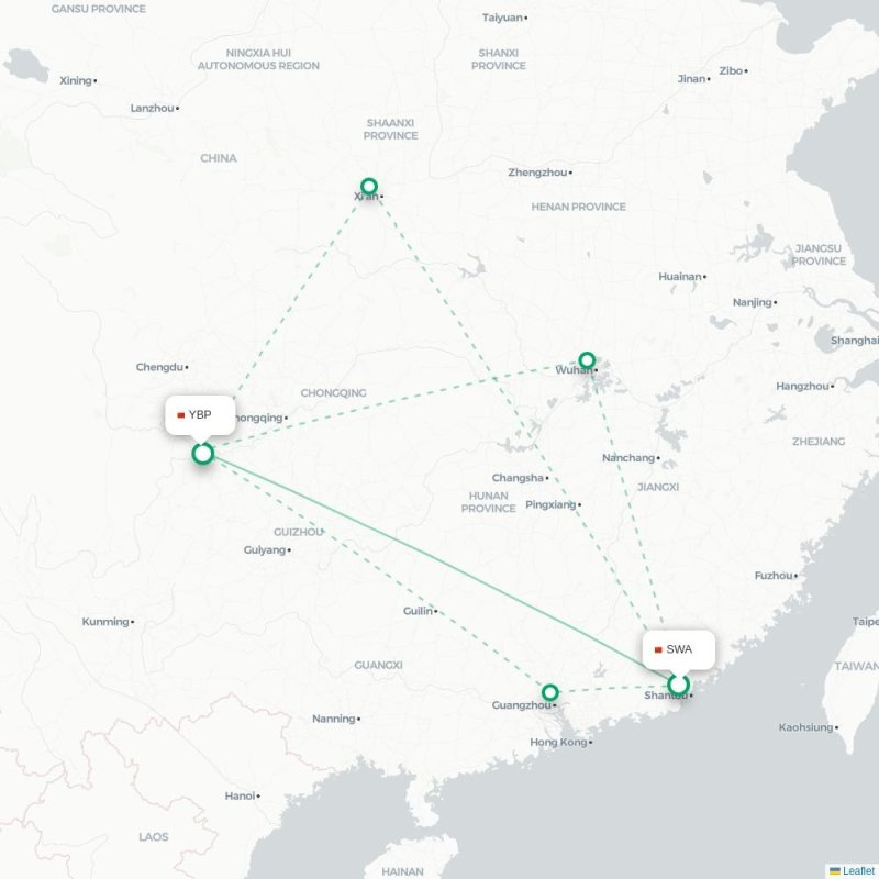 SWA - YBP route map