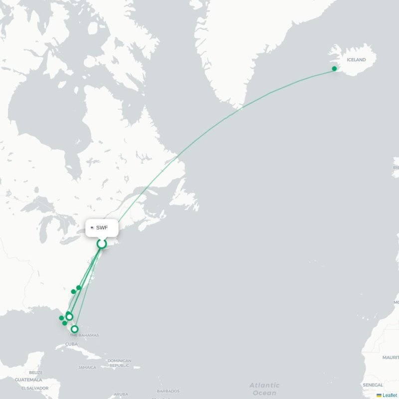 SWF - MCO route map