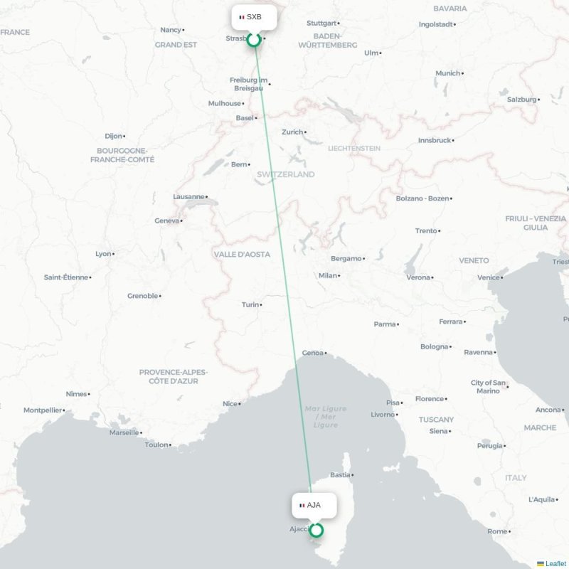 SXB - AJA route map
