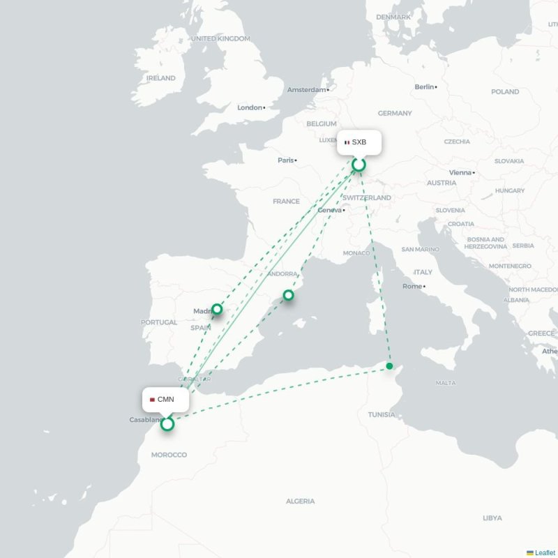 SXB - CMN route map