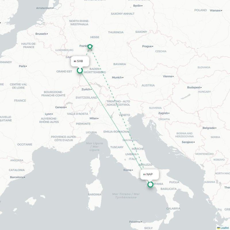 SXB - NAP route map