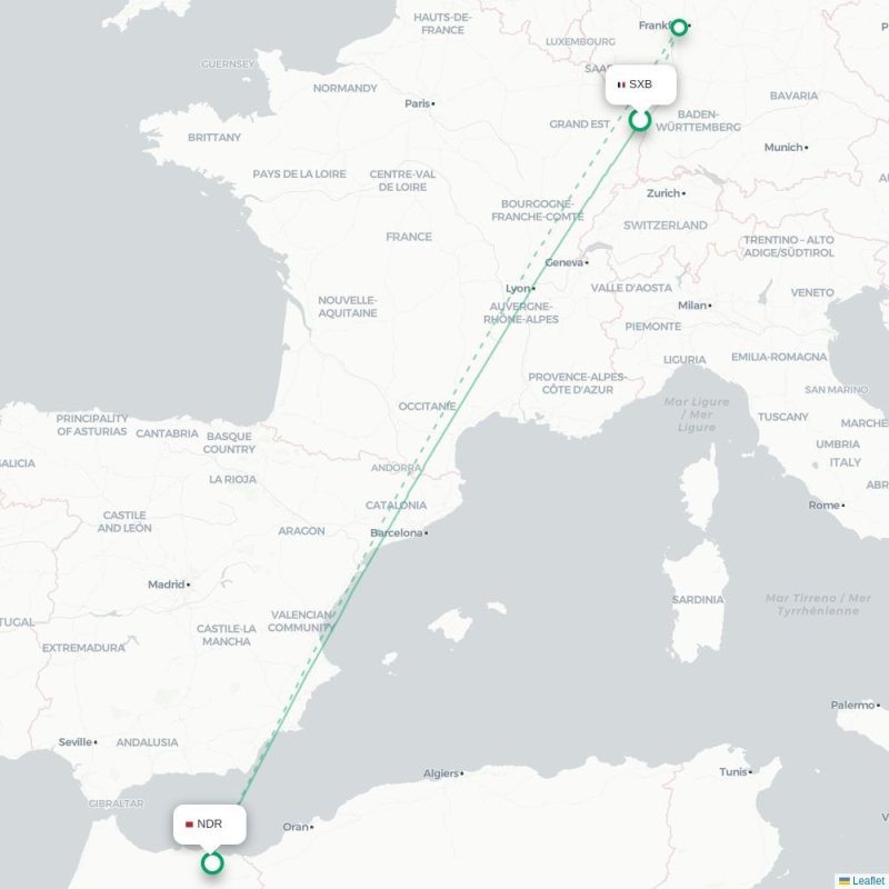 SXB - NDR route map