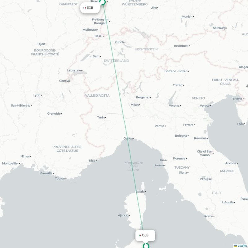 SXB - OLB route map