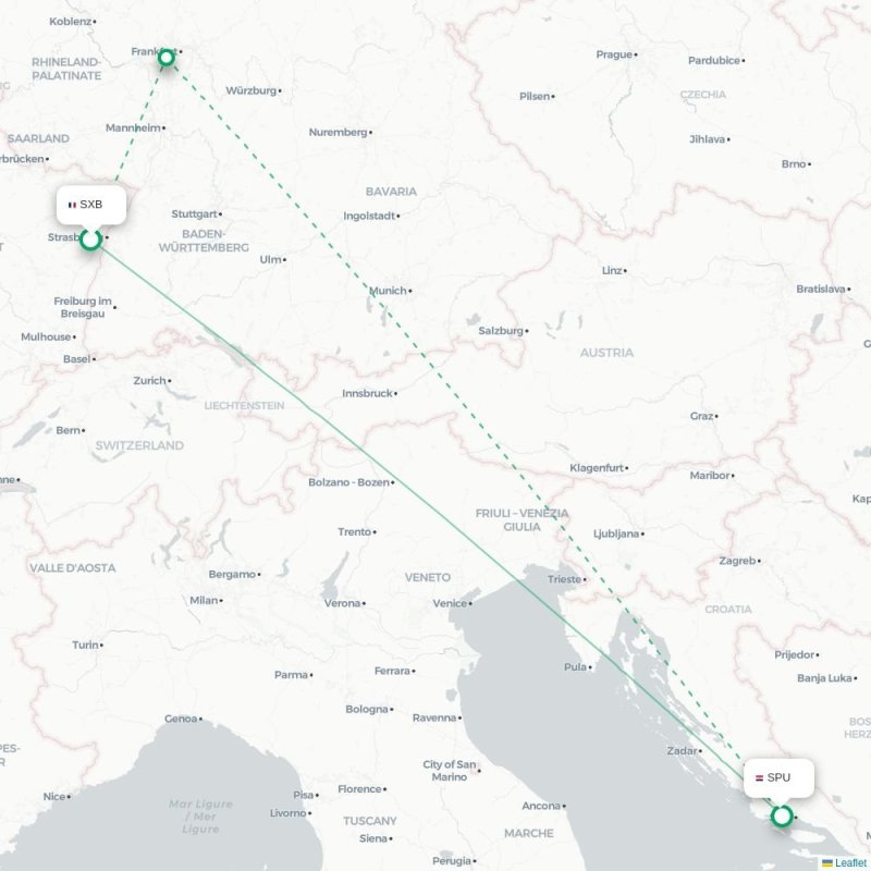 SXB - SPU route map