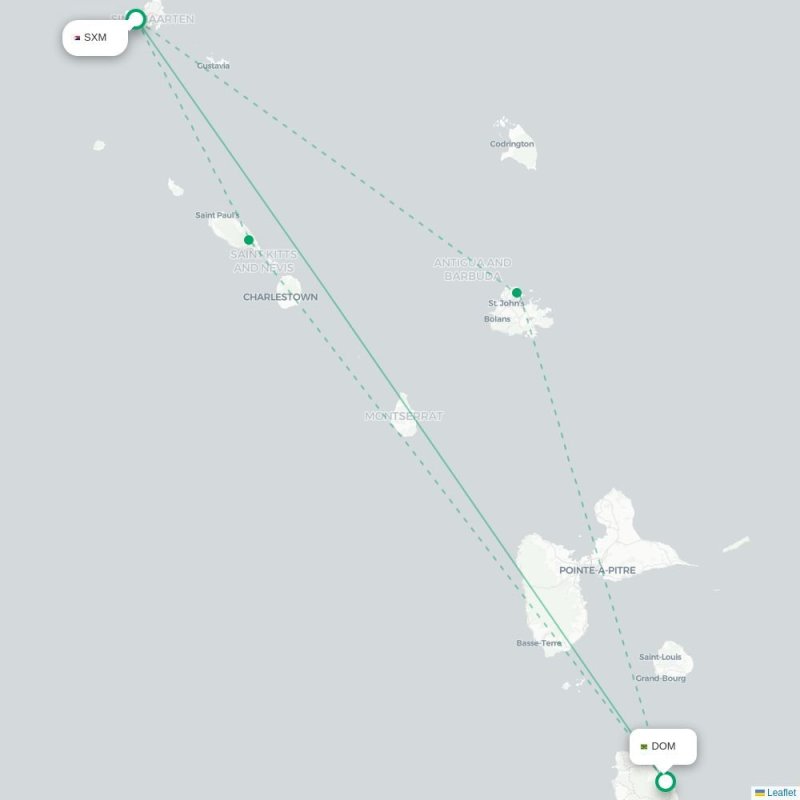 SXM - DOM route map
