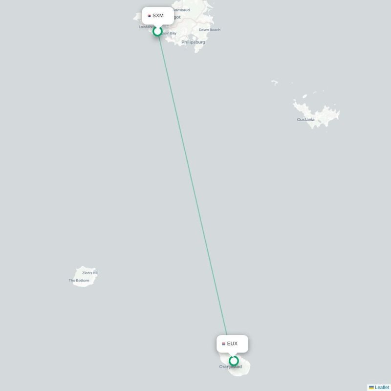 SXM - EUX route map