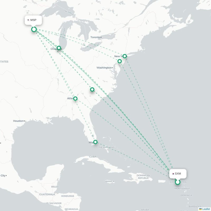 SXM - MSP route map