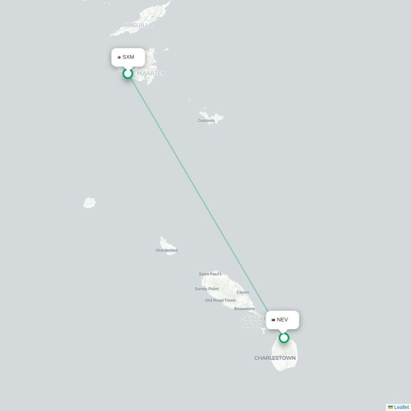 SXM - NEV route map
