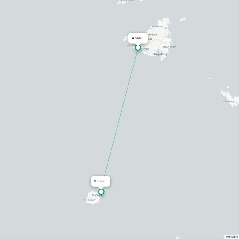 SXM - SAB route map