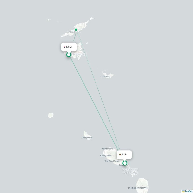 SXM - SKB route map
